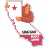 California Bigfoot Country Staat Map Aufkleber (Vorderseite)
