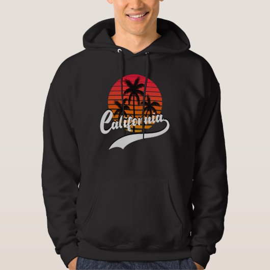 California Black Retro Sunset Hoodie (Vorderseite)