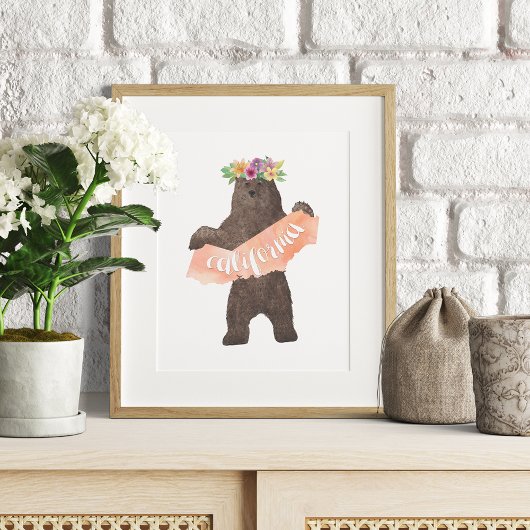 California Boho Bear Print Poster