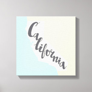 California Brush Letters mit Silhouette Map Leinwanddruck