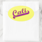 California Cali Logo Lila gelb Ovaler Aufkleber (Tasche)