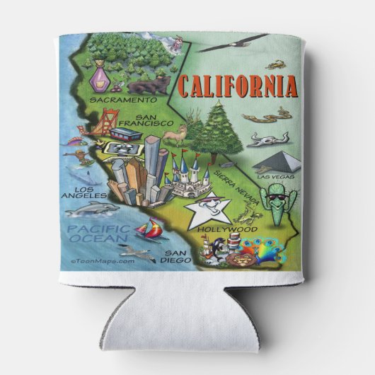 California Cartoons Map Dosenkühler (Rückseite)