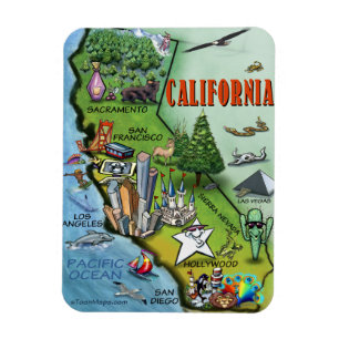 California Cartoons Map Magnet