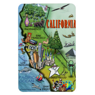 California Cartoons Map Magnet