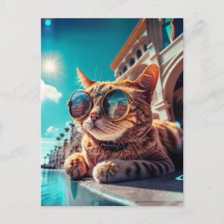 California Cat Wearing Sunglasses Postcard Postkarte
