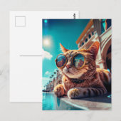 California Cat Wearing Sunglasses Postcard Postkarte (Vorne/Hinten)