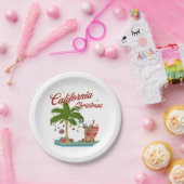 California Christmas Palm Tree and Reindeer Pappteller (Party)