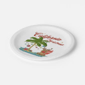 California Christmas Palm Tree and Reindeer Pappteller (Schrägansicht)
