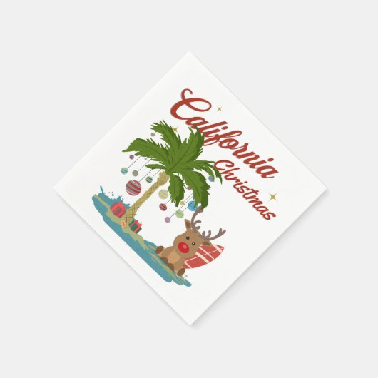 California Christmas Palm Tree and Reindeer Serviette (Ecke)