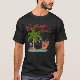 California Christmas Palm Tree and Reindeer T-Shirt