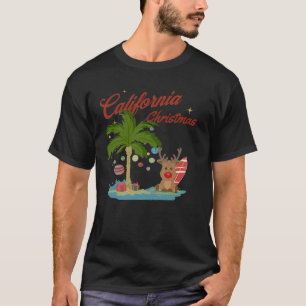 California Christmas Palm Tree and Reindeer T-Shirt