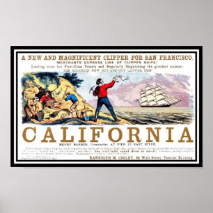 California Clipper gold rush Vintag Print Poster
