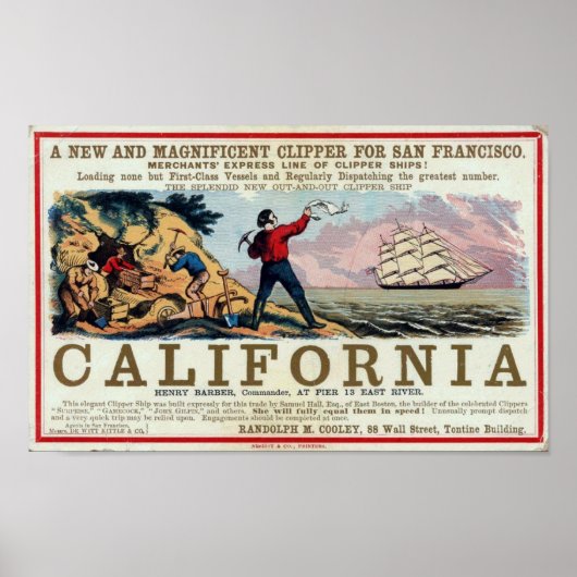 California Clipper Ship Historisches Repro-Poster Poster (Vorne)