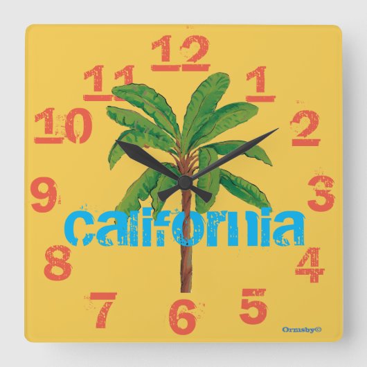 California clock quadratische wanduhr (Vorderseite)