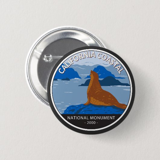 California Coastal National Monument Circle Retro Button (Vorne & Hinten)