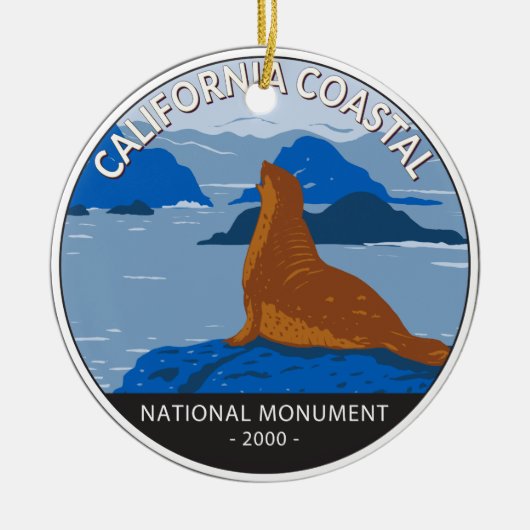 California Coastal National Monument Circle Retro Keramik Ornament (Vorne)
