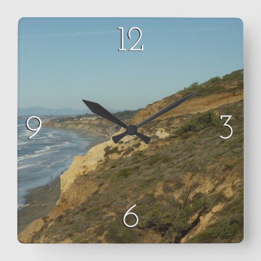 California Coastline Landschaftliche Reiselandscha Quadratische Wanduhr (Vorderseite)