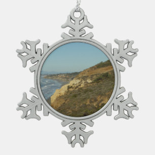 California Coastline Landschaftliche Reiselandscha Schneeflocken Zinn-Ornament