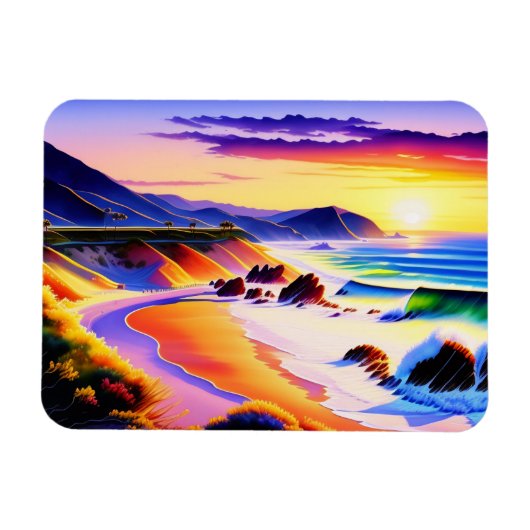 California Coastline Sonnenuntergang Farbe Magnet (Horizontal)