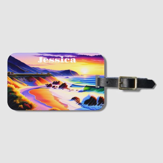 California Coastline Sunset Personalisiert Gepäckanhänger (Vorderseite (Horizontal))