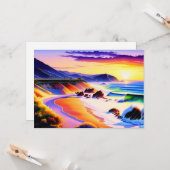 California Coastline Sunset Watercolor Card Karte (Vorderseite/Rückseite Beispiel)