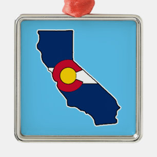 California Colorado Fahnenstadt Silbernes Ornament