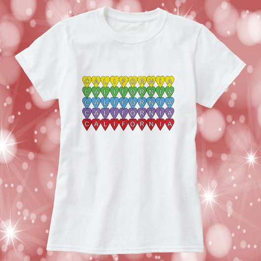 California Colorful Hearful Pattern T-Shirt