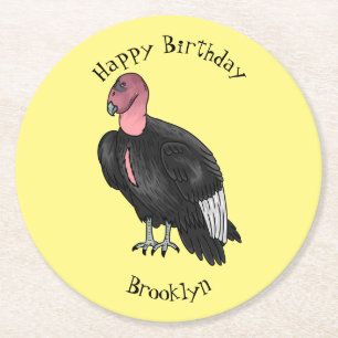 California condor bird Cartoon Runder Pappuntersetzer