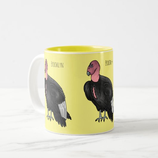 California condor bird Cartoon Zweifarbige Tasse (Vorderseite Links)