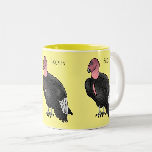 California condor bird Cartoon Zweifarbige Tasse (VorderseiteRechts)