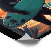 California Cool Republic Bear Surfing Beach Califo Poster (Ecke)