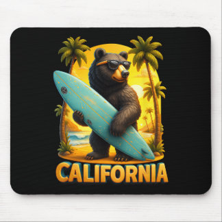 California Cool Republic Sungl Bear Surfing Beach  Mousepad