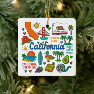 California Custom Family Trip Weihnachten bewahren Keramikornament