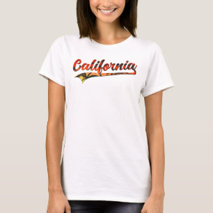 California Damen Sonnenuntergang T-Shirt weiß