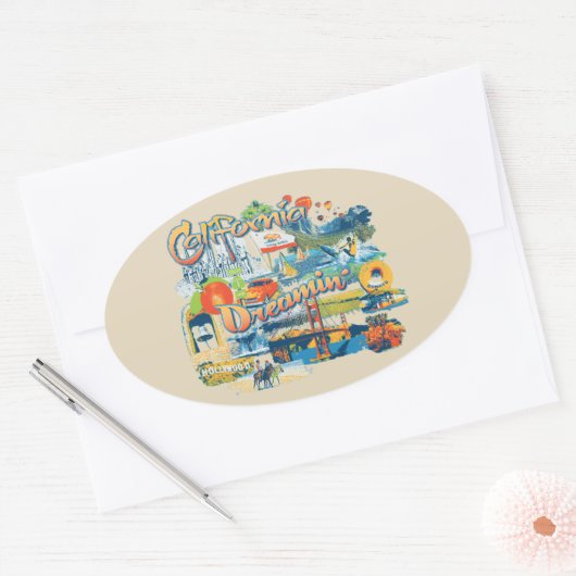 California Dream Ovaler Aufkleber (Umschlag)