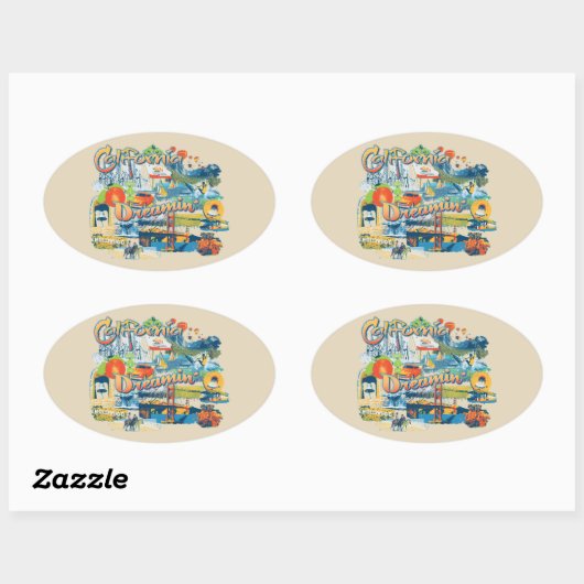 California Dream Ovaler Aufkleber (Blatt)