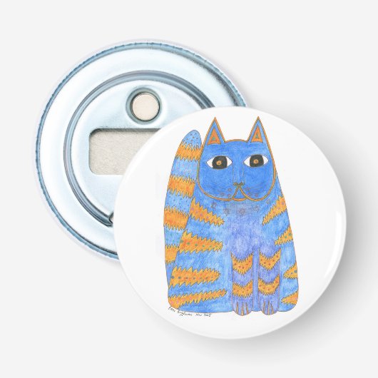 California Dreamin’ blue/gold cat Flaschenöffner (Vorderseite)