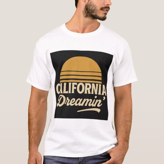 California Dreamin’ Retro Sunset Des T-Shirt (Vorderseite)
