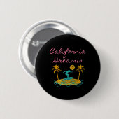 California Dreamin Surfen Retro Träumen Button (Vorne & Hinten)