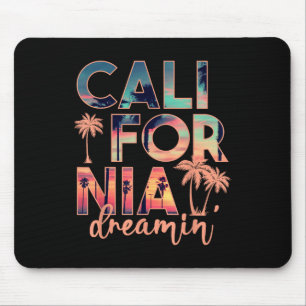 California Dreaming Beach Palm Tree Summer Vacatio Mousepad