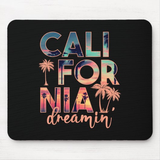 California Dreaming Beach Palm Tree Summer Vacatio Mousepad (Vorne)
