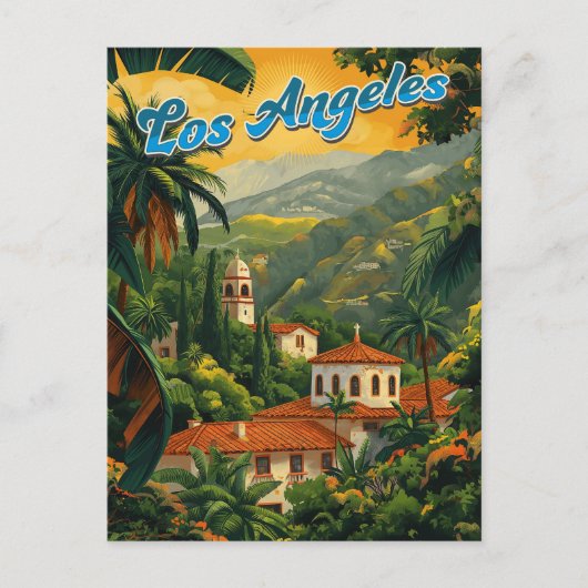 California Dreaming: Los Angeles Retro Travel Postkarte (Vorderseite)