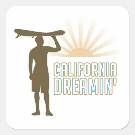 California Dreaming Quadratischer Aufkleber (Vorderseite)