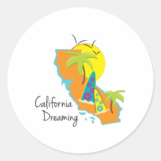 California Dreaming Runder Aufkleber (Vorderseite)