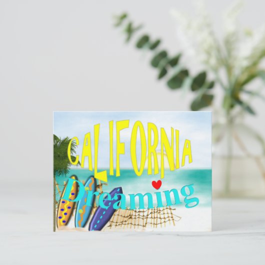 California Dreaming Sand Sand Surfszene Postkarte (Stehend Vorderseite)