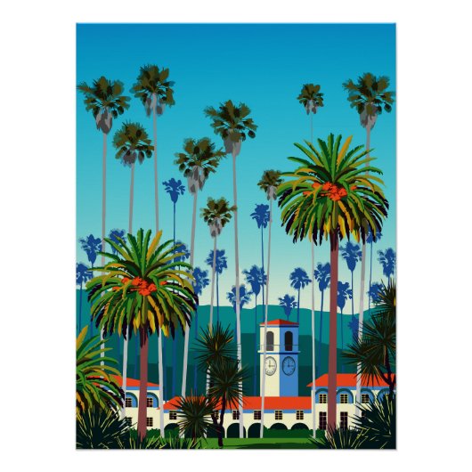 California Dreaming: Stadtpark mit Palmen Poster (Vorderseite)