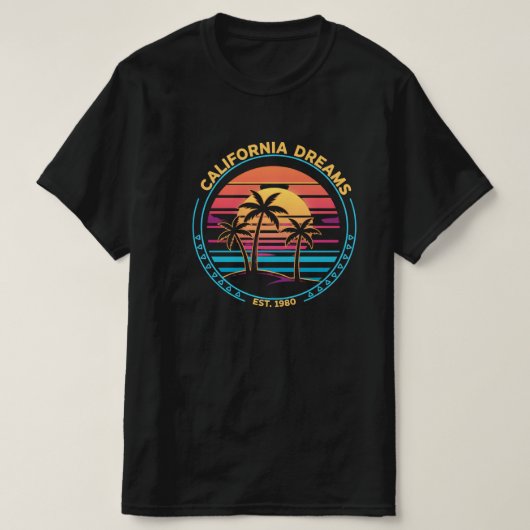 California Dreams 1980 Sunset T-Shirt (Design vorne)