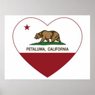 California-Fahne-Petalumherz Poster