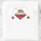 California Fahne pismo Strand Herz Not leidet Ovaler Aufkleber (Tasche)