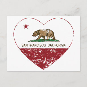 California Fahne san francisco Herz bekümmert Postkarte